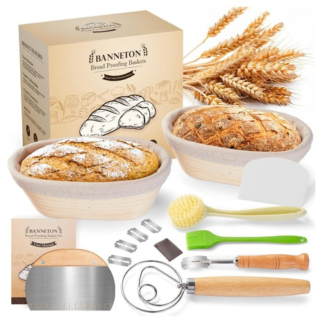 Sourdough Starter Kit with 2 10″ Proofing Baskets