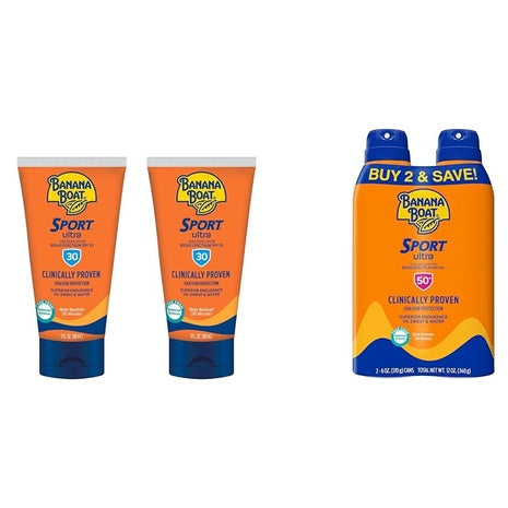 4-Pack Banana Boat Sport Ultra Sunscreen (SPF 30 Lotion + SPF 50 Spray)