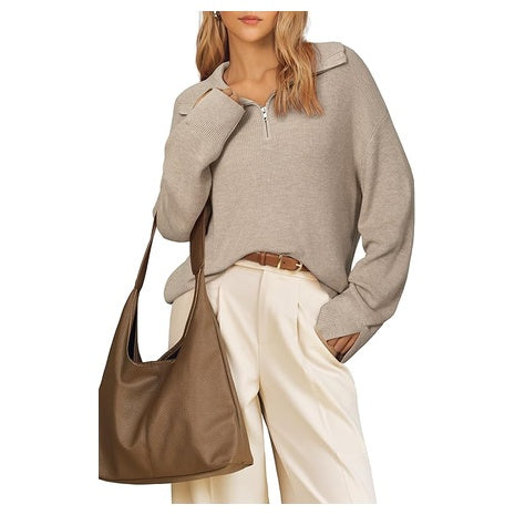 Women's Wool Blend Wide Lapel Sweater