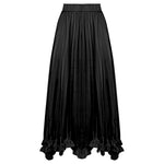 Women's Satin Midi Pleated Skirt with Ruffle Hem (5 Colors)