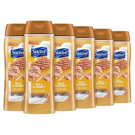 6 Suave Milk & Honey Moisturizing Body Wash Bottles