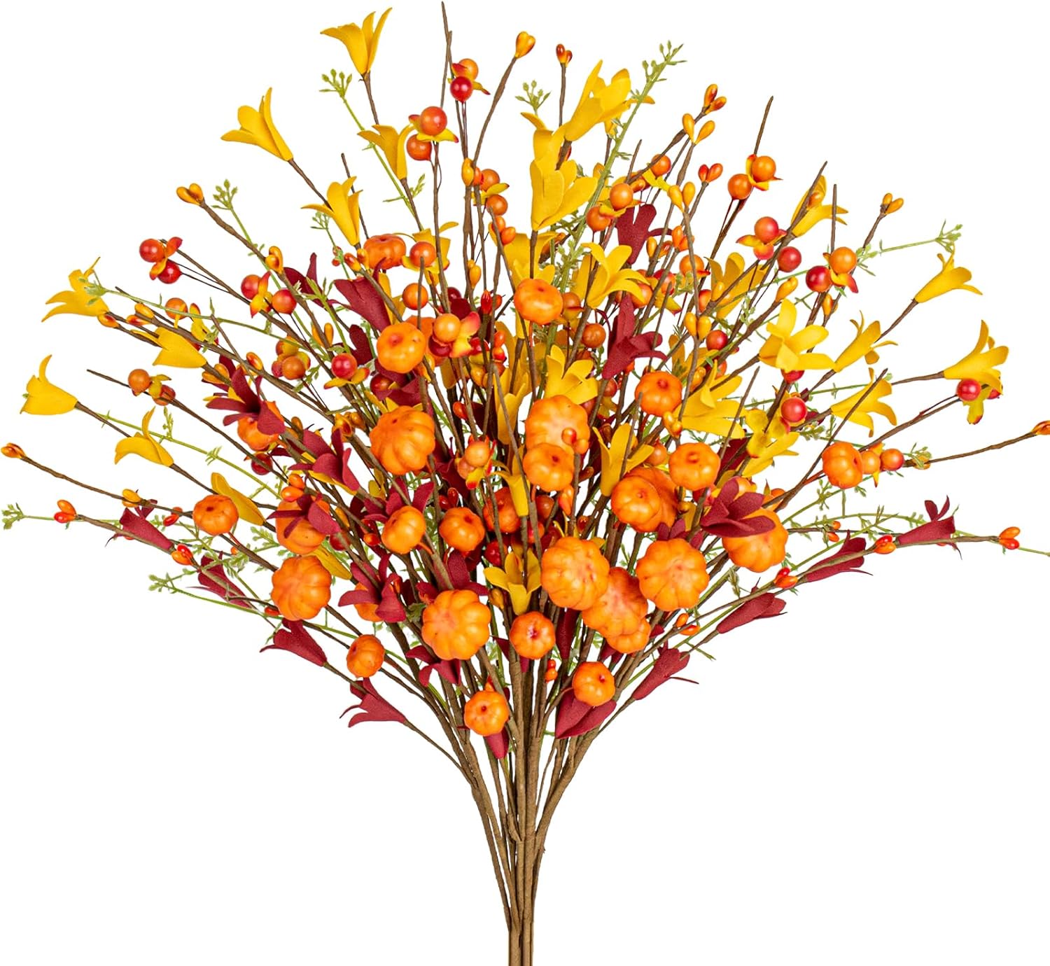 12-Pack 17" Fall Flowers Orange Red Fall Floral Stems