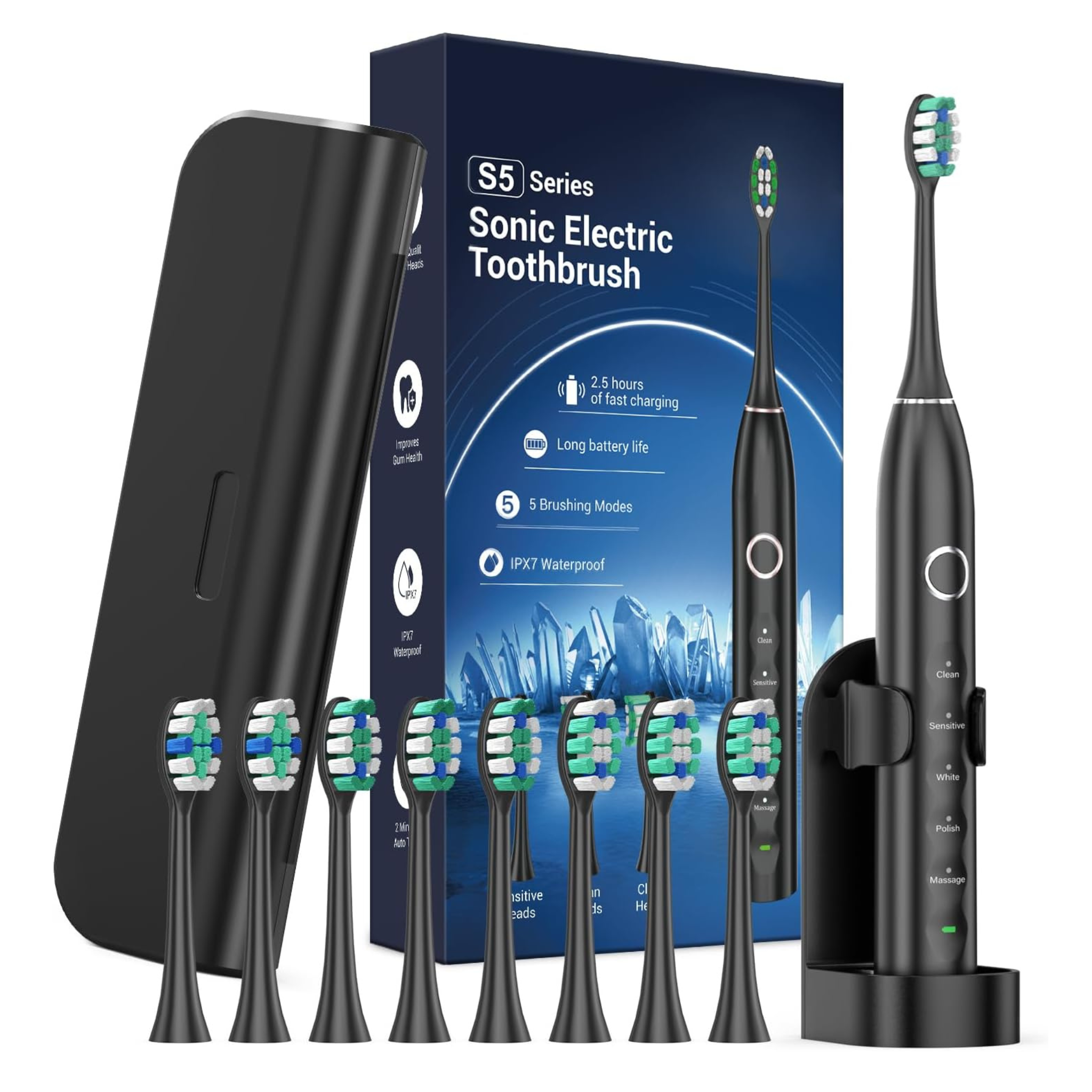 Electric Toothbrush with 8 Brush Heads