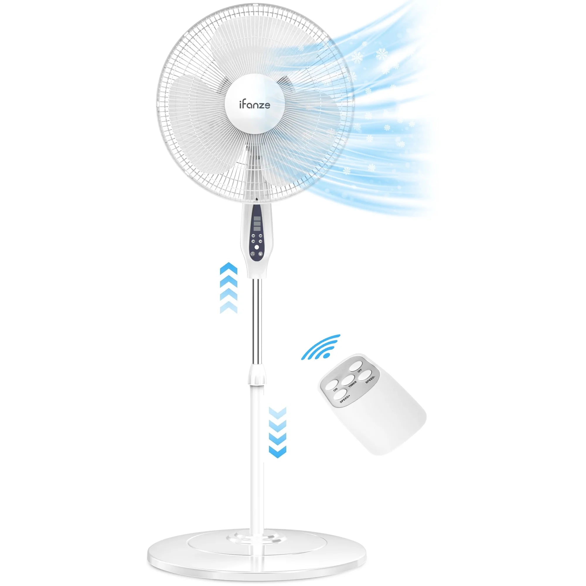 16" Adjustable Oscillating DC Standing Fan with Remote