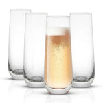 4 Stemless Champagne Flute Glasses