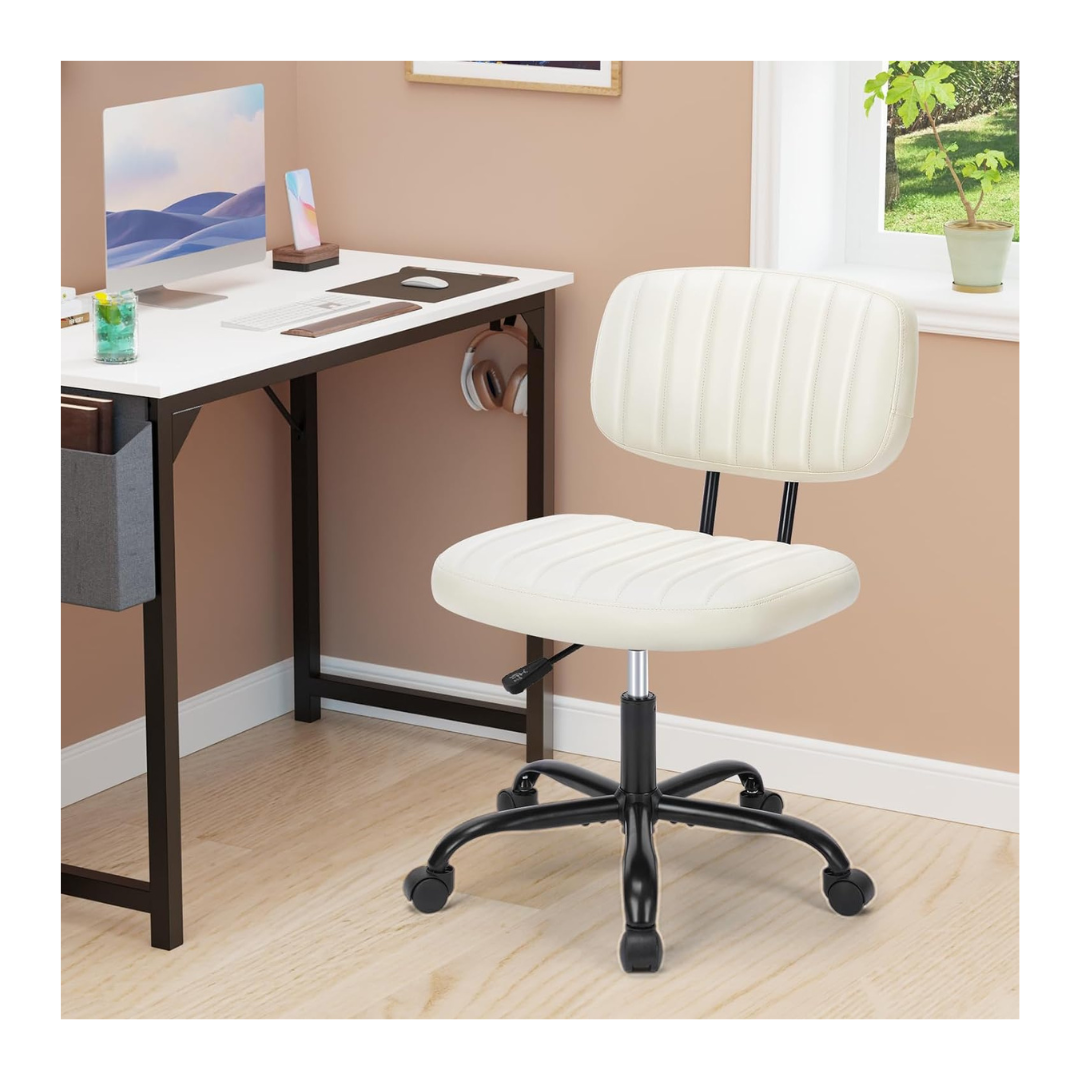 Small Desk Armless Office Chair With Wheels