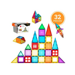 32-Piece Best Choice Products Kids' Magnetic Tiles Building Toy Set w/ Case