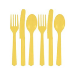 Pack Of 24 Sunhine Yellow Plastic Cutlery Party Set