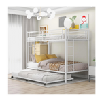 Euroco Metal Twin over Twin Bunk Bed with Twin Size Trundle Bed