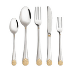 Limited Edition 30-Piece Silverware Set with Gold Accents