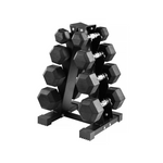 BalanceFrom 100LB Rubber Coated Hex Dumbbell Weight Set + A-Frame Rack