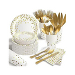 White And Gold Dinnerware Set, 350 Pcs
