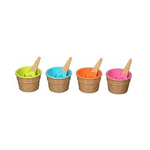 Ice Cream bowls and Spoons, 4 Pack