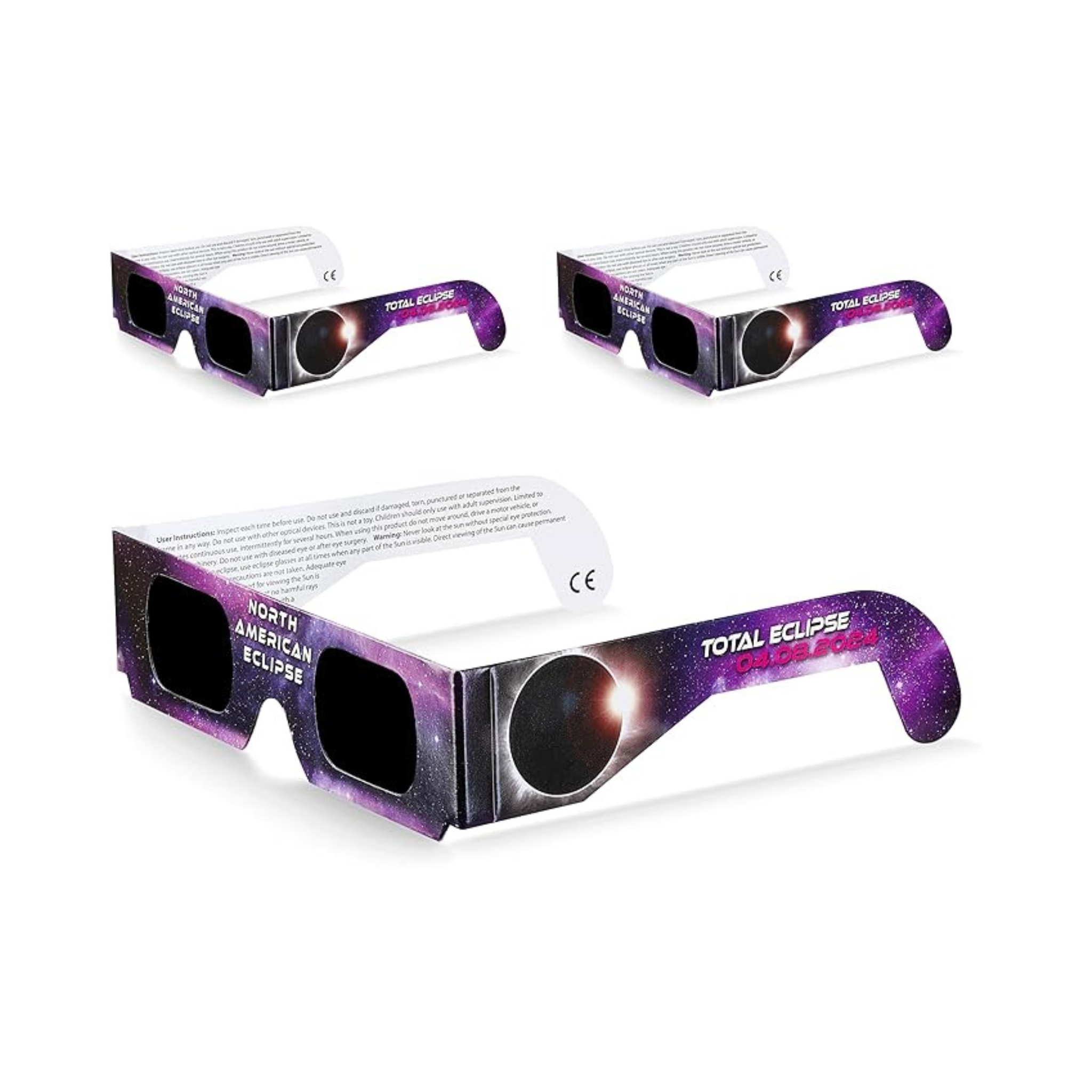 3-Pack CE and ISO Certified Solar Eclipse Glasses