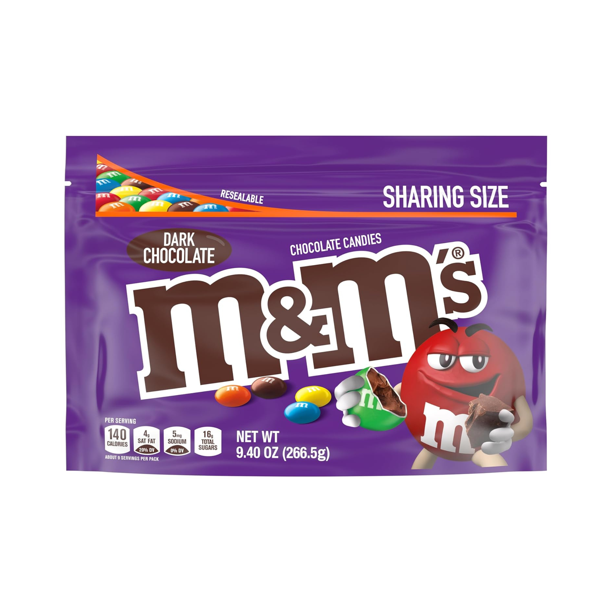 2 Bags Of M&M’S Dark Chocolate Candy 9.4oz Resealable Candy Bag (OU-Dairy)