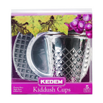 Kedem Disposable Plastic Kiddush Cups and Tray, 5 pack