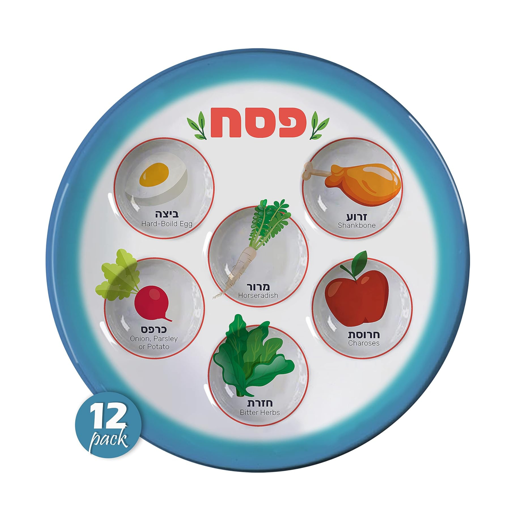 The Kosher Cook Disposable Seder Plates, 12 Pack