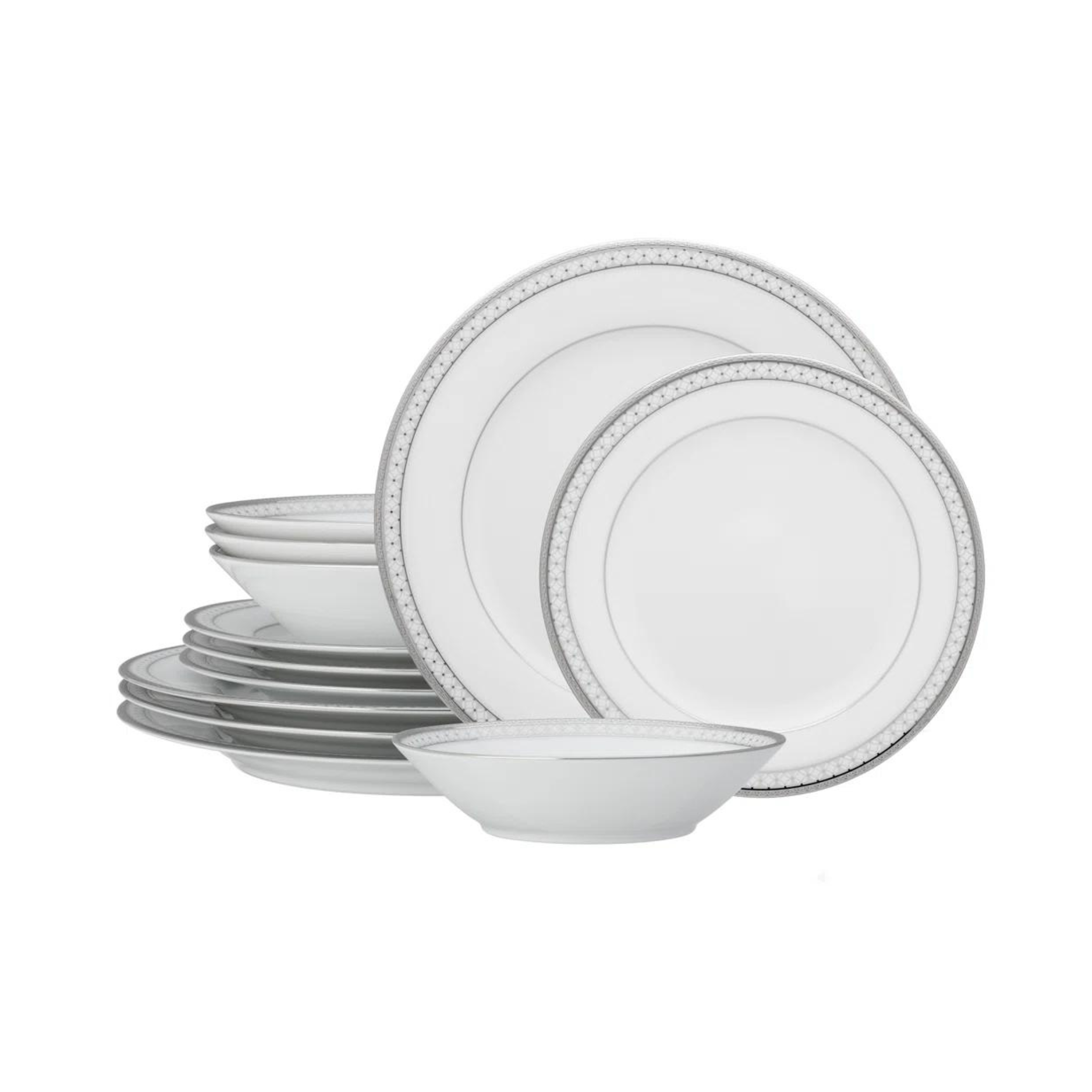 Noritake Rochester Platinum 12-Piece Dinnerware Set, Service For 4