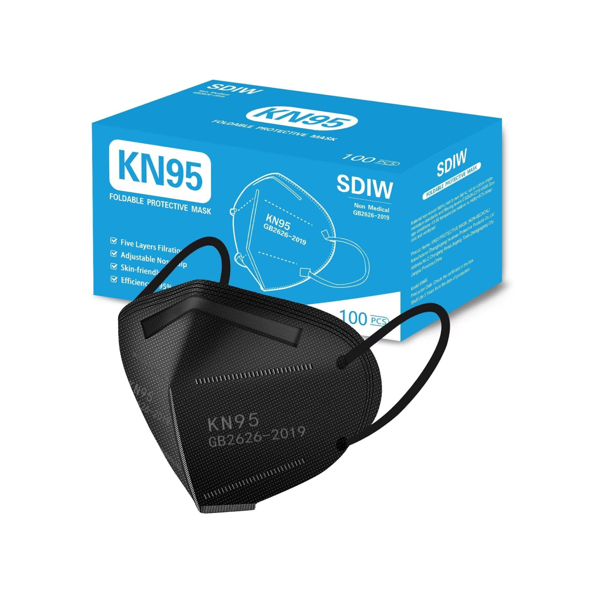 100-Piece SDIW 5 Layer Filter KN95 Face Masks