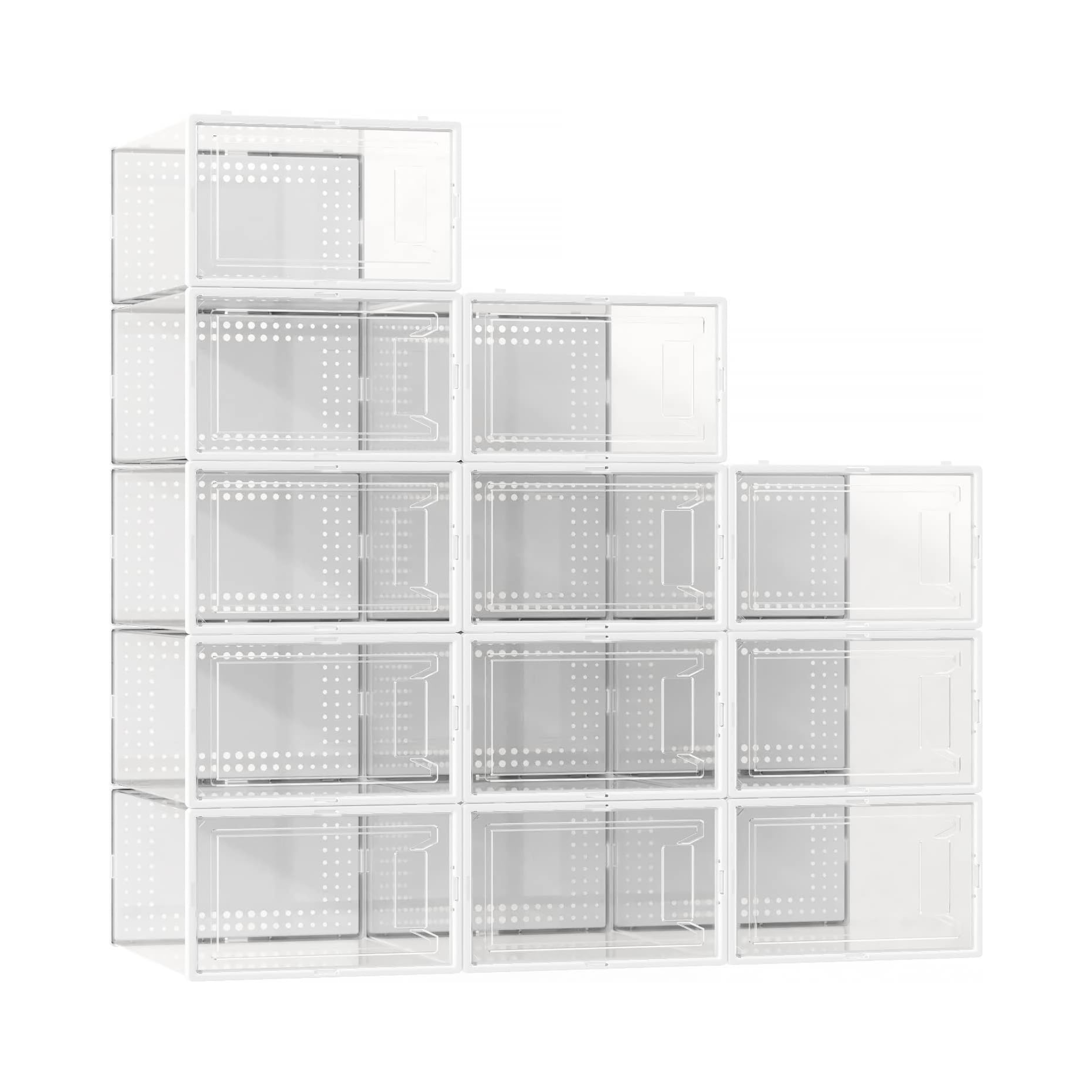 12-Pack Secret Space Large Shoe Organizer Storage Boxes with Lids