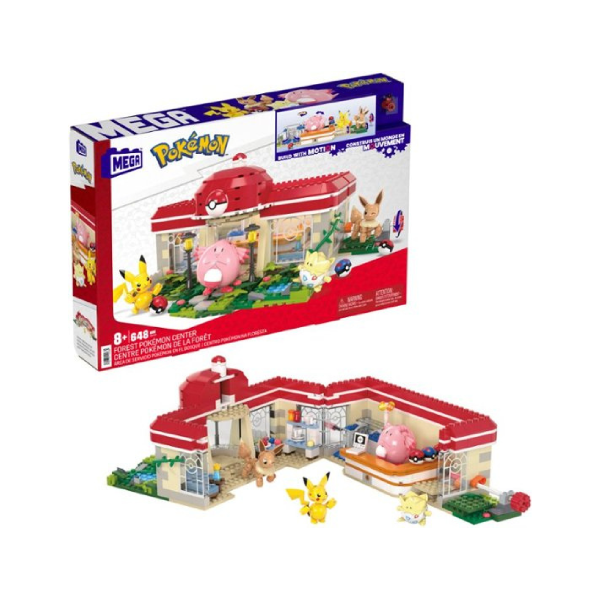 Popular 648-Piece Mega Construx Forest Pokémon Center Building Set w/ 4 Poseable Characters