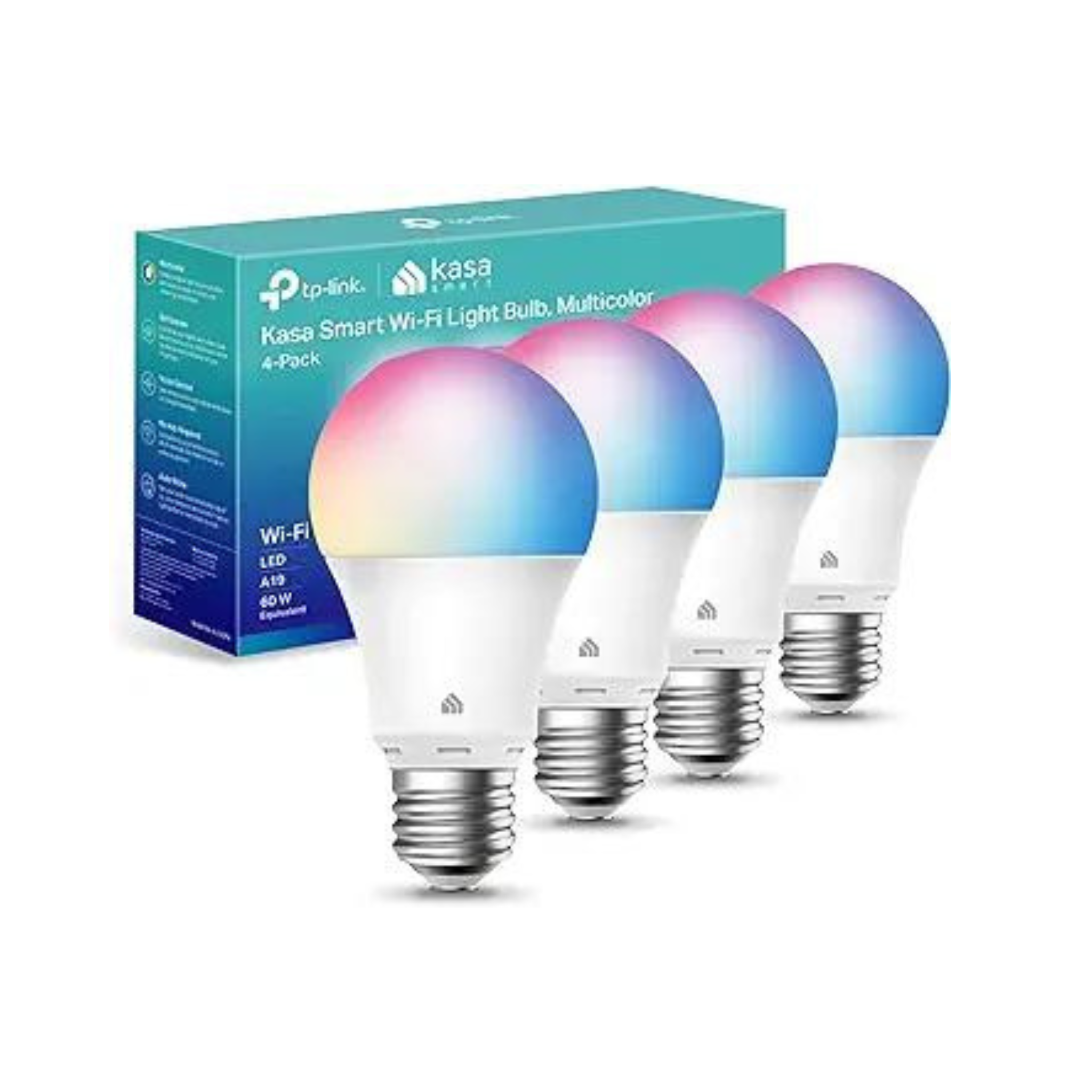 4-Pack 800-Lumen Kasa Full-Color Smart Light Bulbs