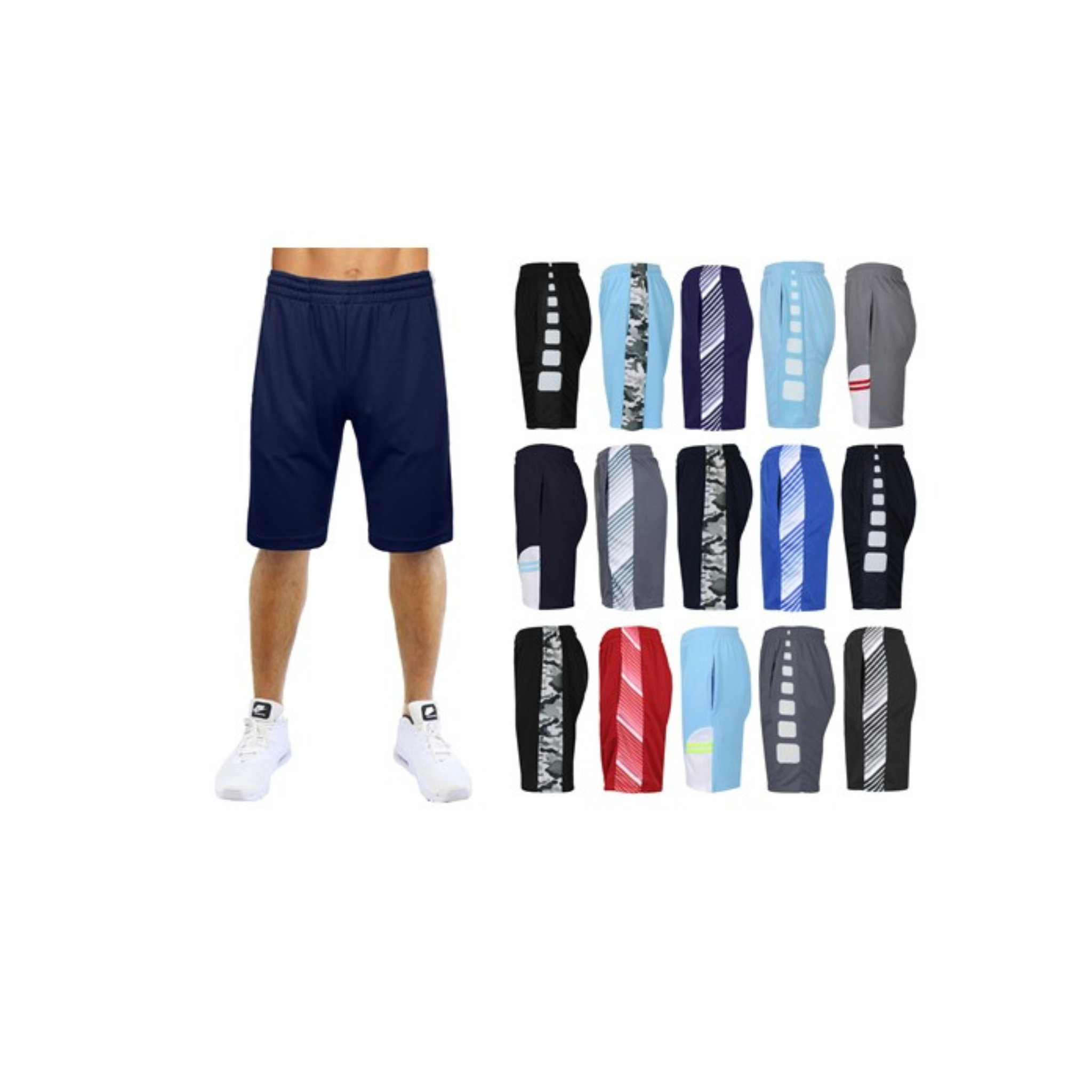 5-Pack Men's or Women's Moisture Wicking Performance Mesh Shorts (various colors)