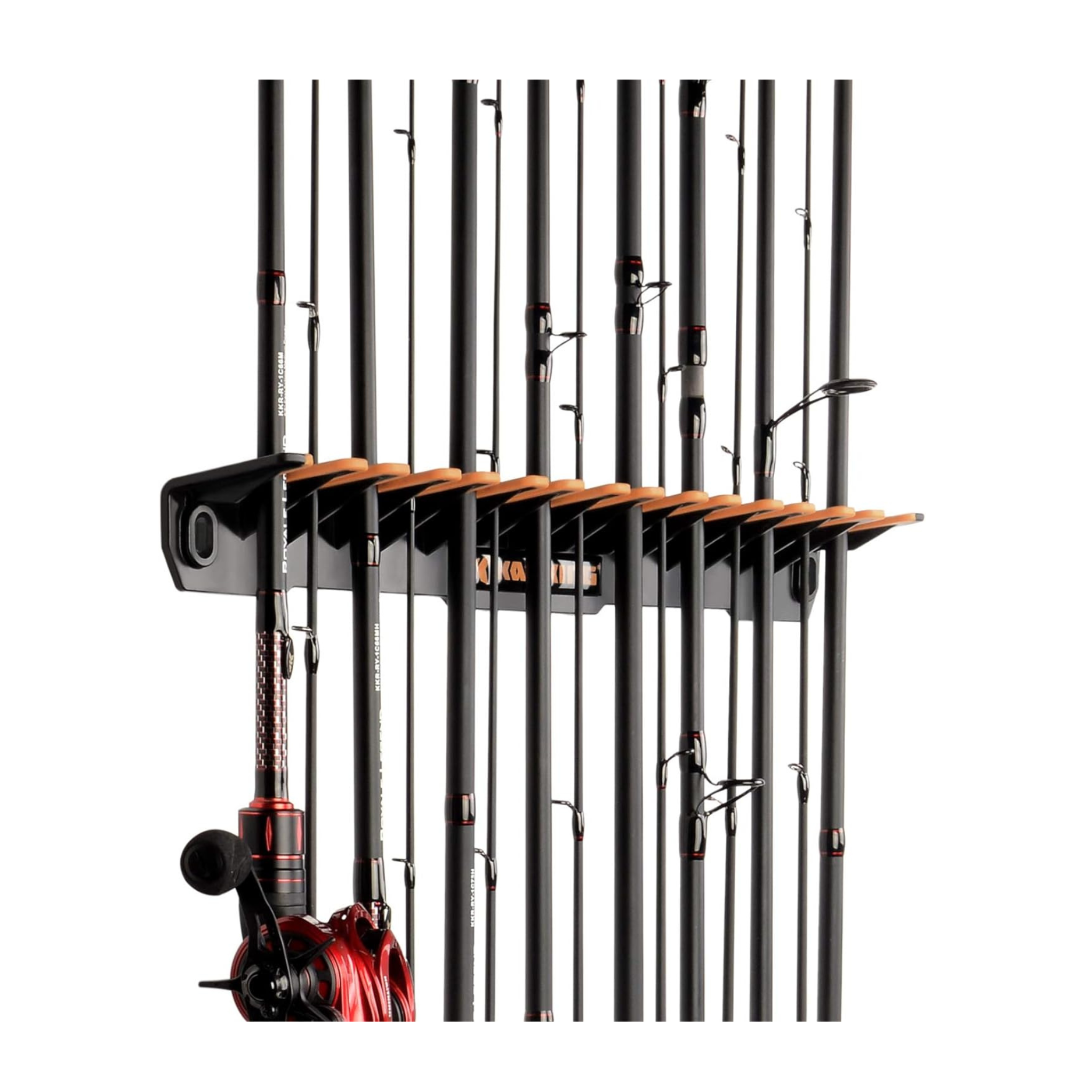 17.25" KastKing Patented V15 Wall-Mount Fishing Rod Holder (Black/Orange)
