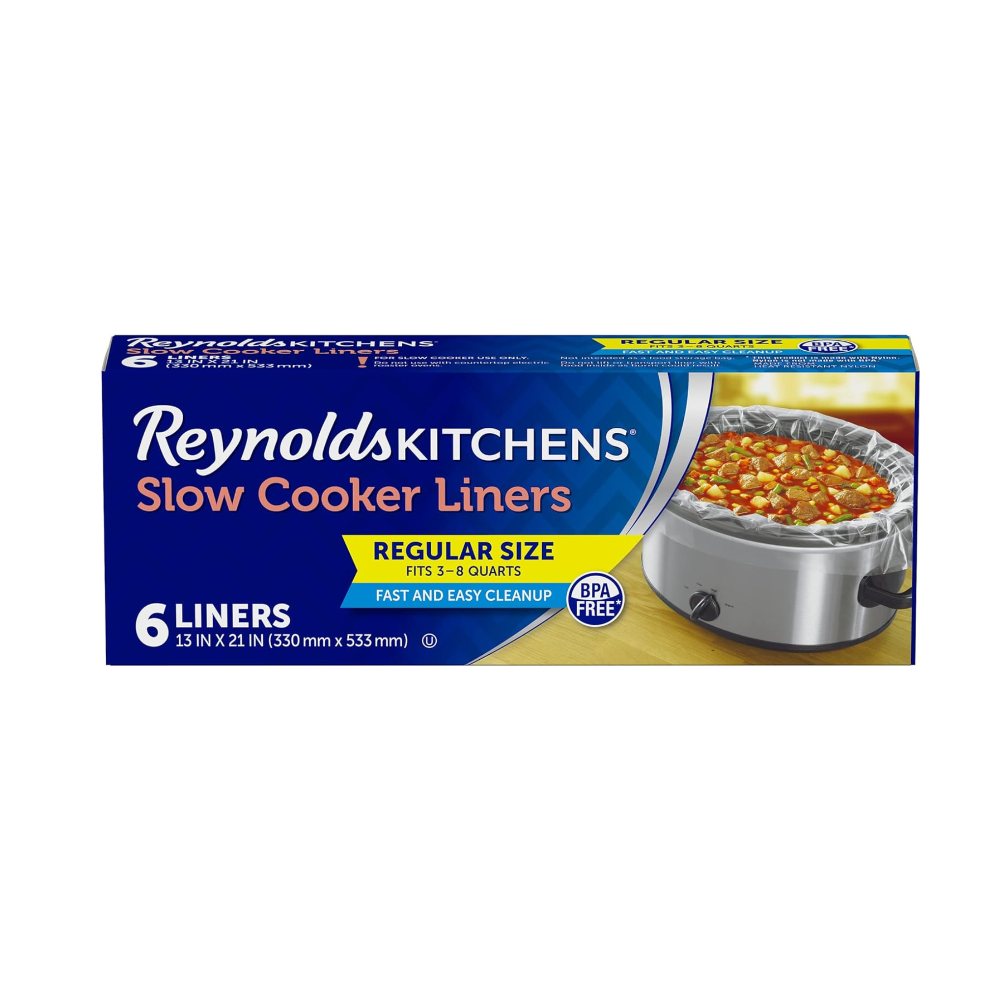 Reynolds Kitchens Slow Cooker Liners, 6 Count (Fits 3-8 Quarts)