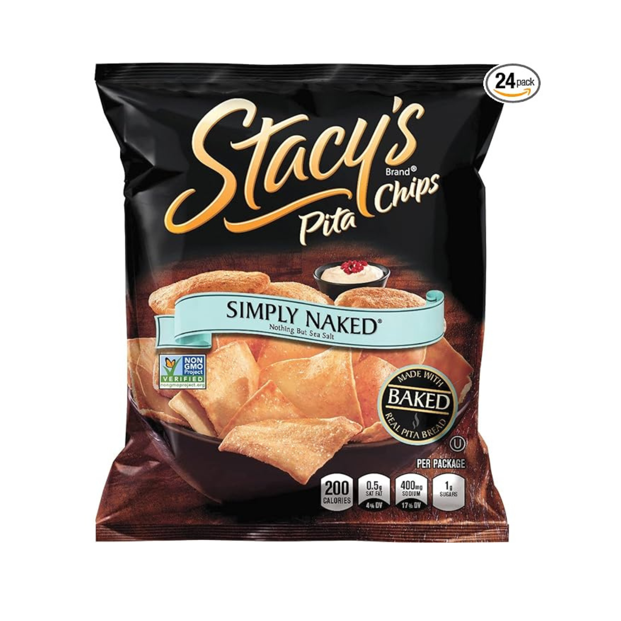 24-Pk Stacy’s Pita Chips, Simply Naked, 1.5 Ounce