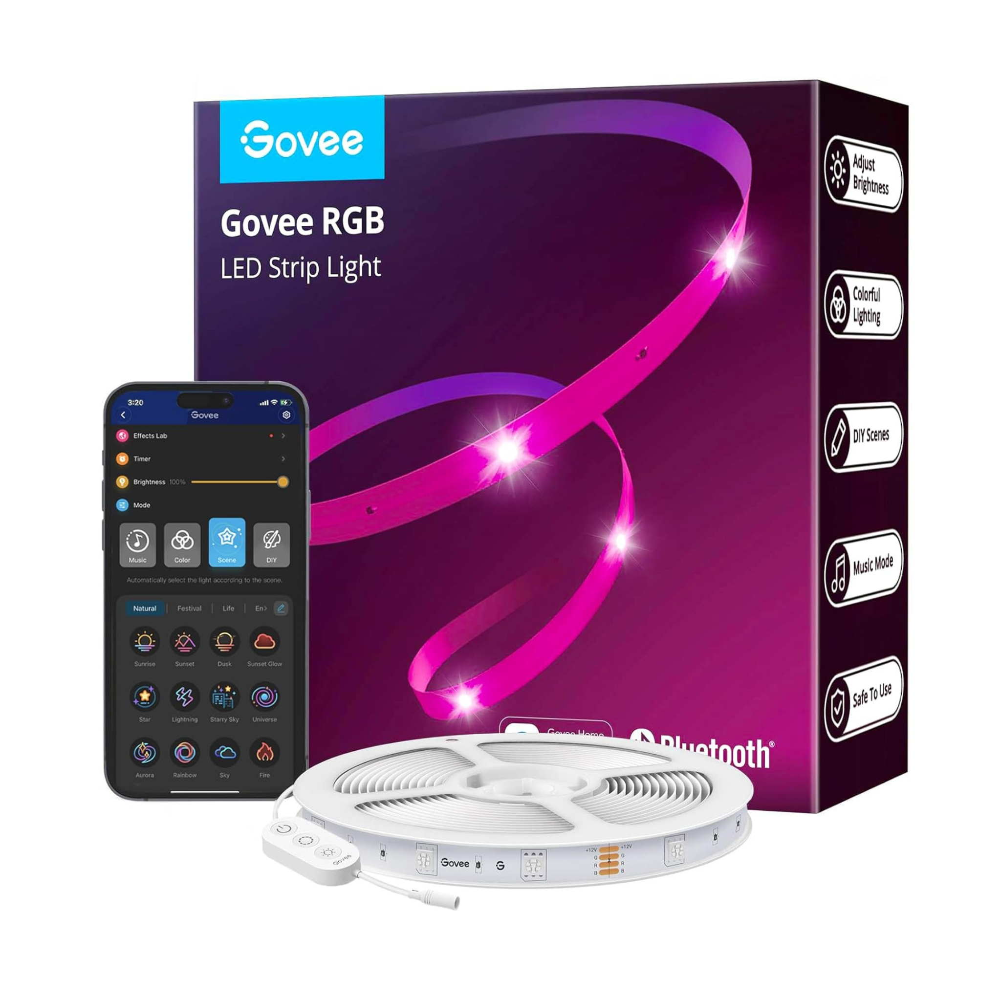 Govee 65.6ft Bluetooth-enabled Smart RGB LED Light Strip