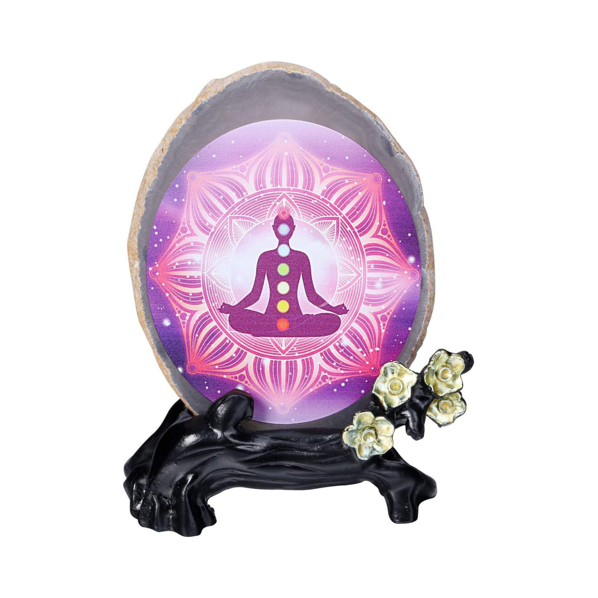 Natural Chakra Agate Display Yoga Meditation Crystal Gemstone Decor