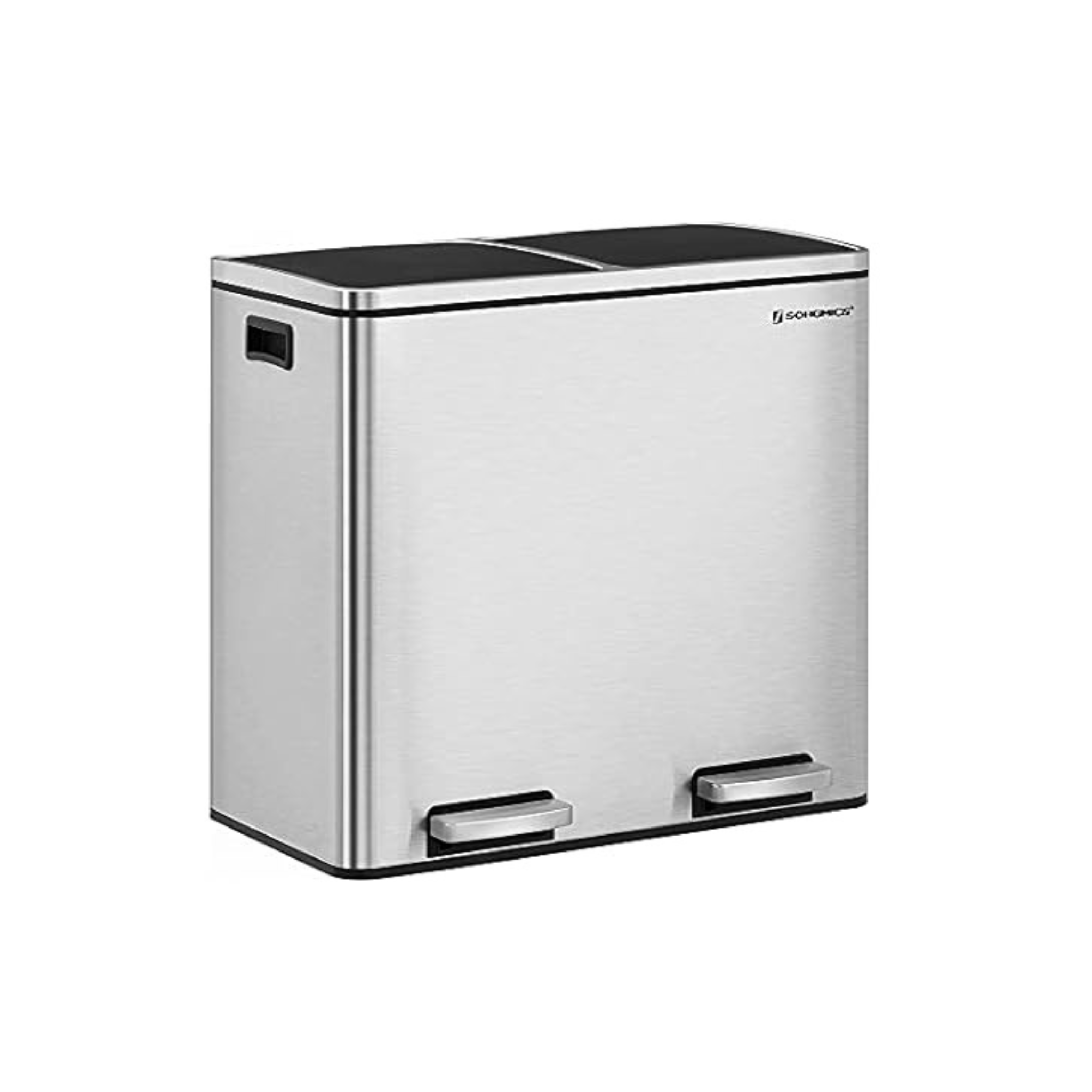 Songmics Stainless Steel Double Bin Step-On Trash Can