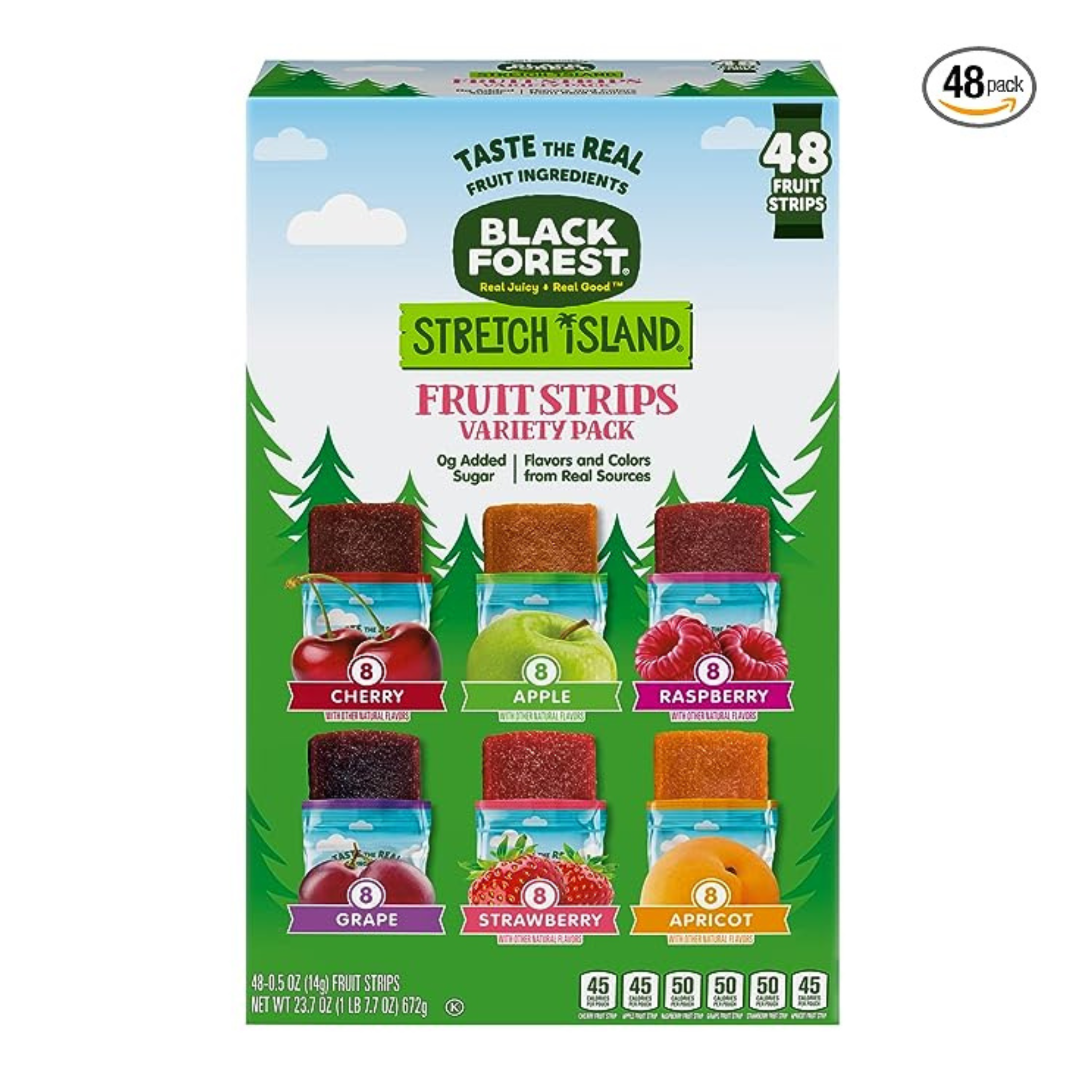 48 Pack Of Stretch Island Black Forest Fruit Strips Variety Pack