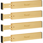 Bamboo Adjustable Drawer Dividers, 4-Pack