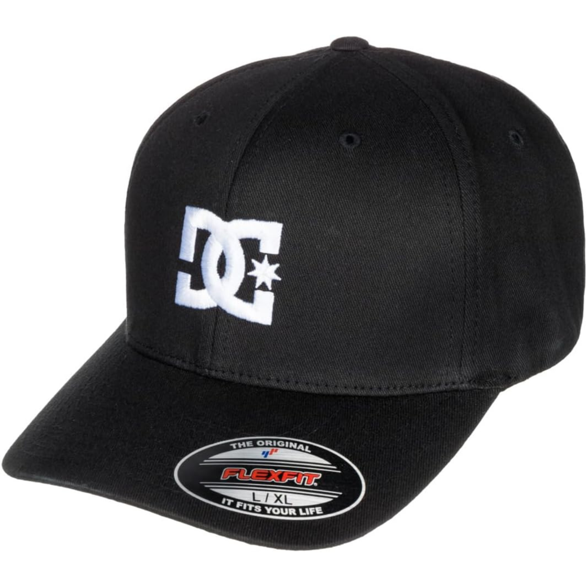 DC Men's Cap Star Flexfit Curve Brim Hat