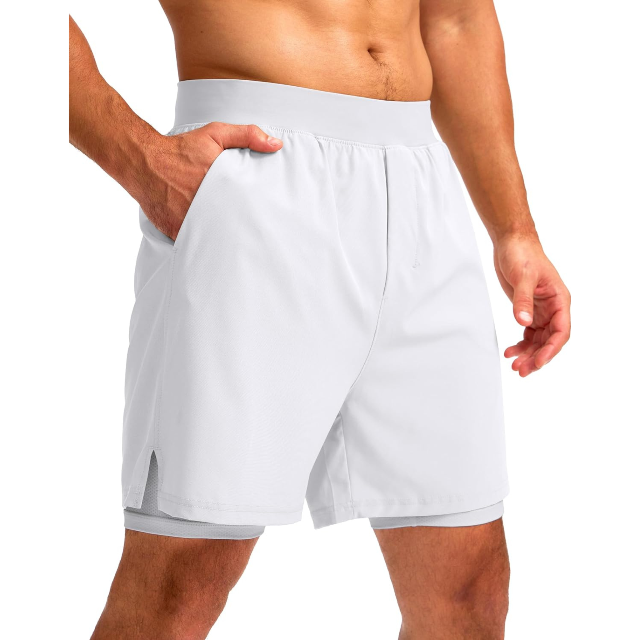Soothfeel Men's 5" 2-in-1 Running Shorts with 4 Pockets