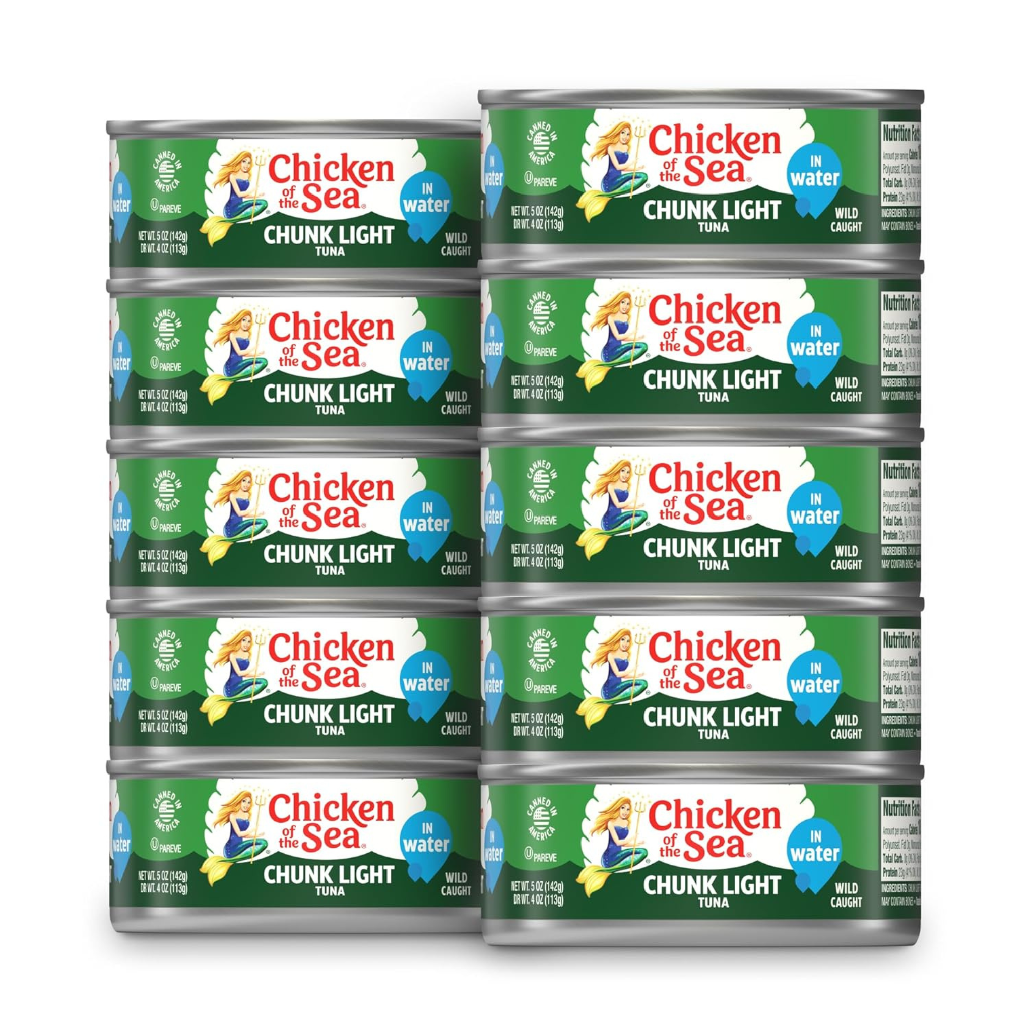 Pack of 10 Chicken of the Sea Chunk Light Tuna in Water