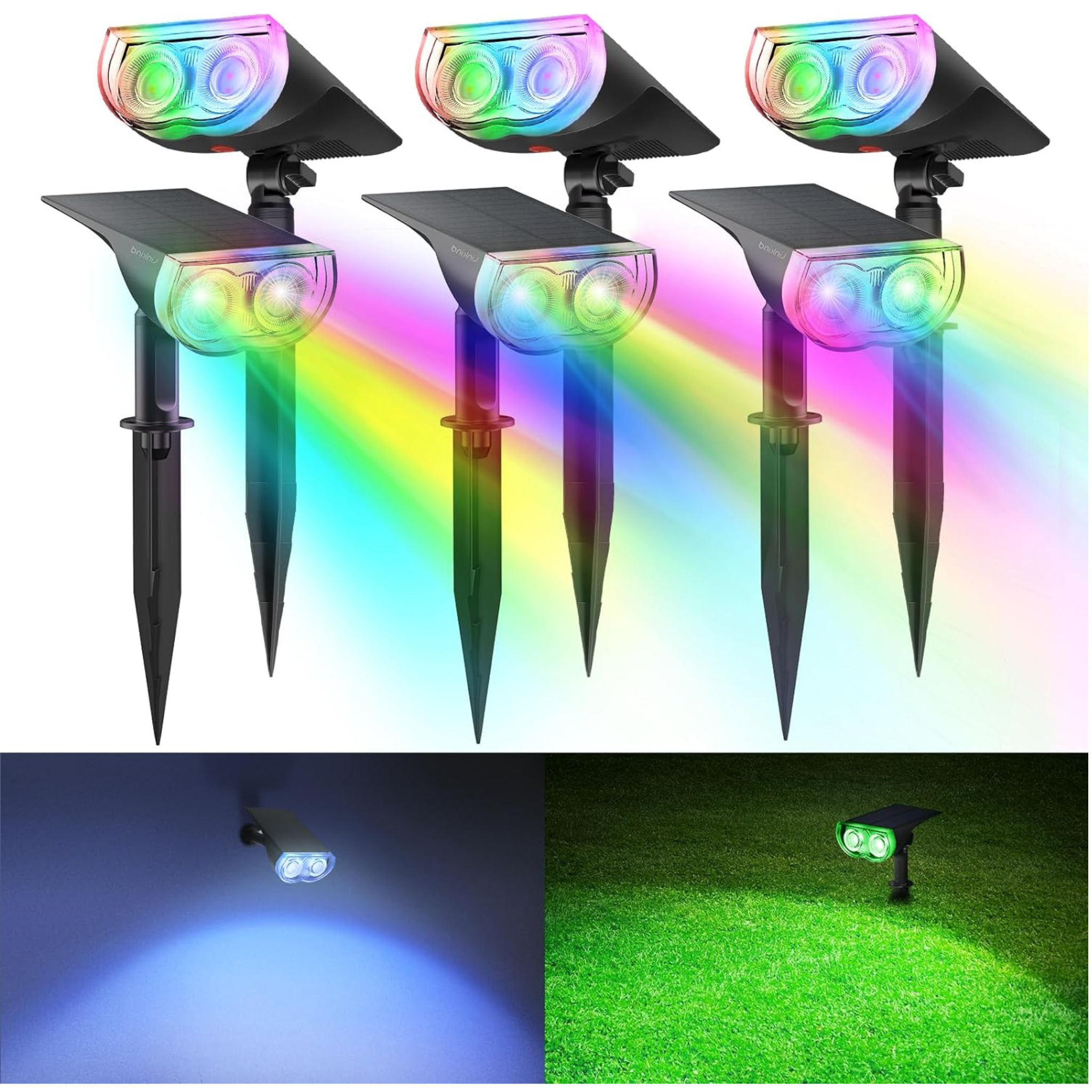 6-Pack Linkind Waterproof RGB Color Changing Solar 2-in-1 Spot Lights