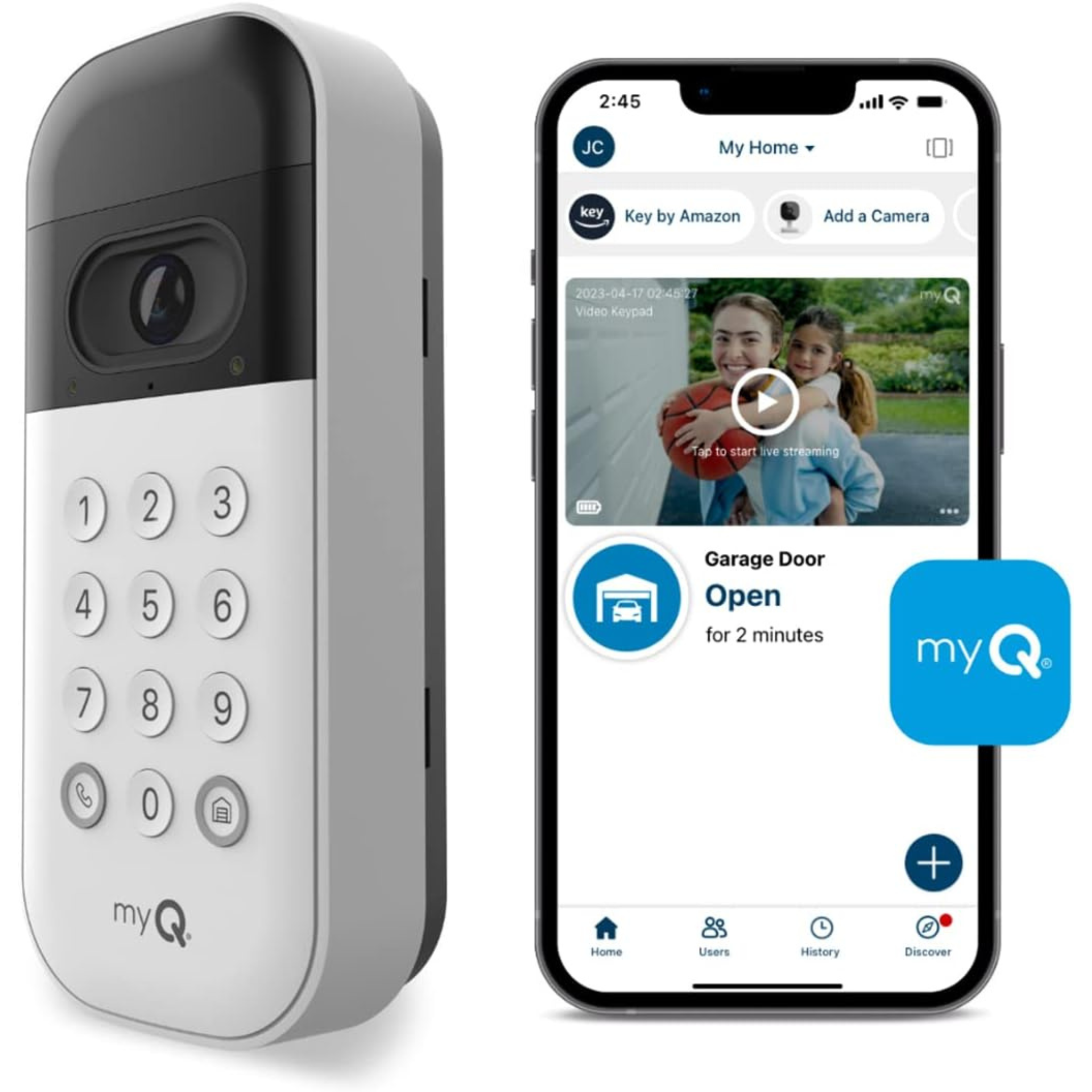 MyQ Smart Garage Door Video Keypad with Wide-Angle Camera