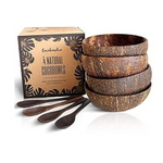 Juego de cuencos de coco y cucharas de madera Cocobowlco de 4 piezas