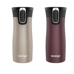 Paquete de 2 tazas de viaje de 16 oz con aislamiento al vacío de acero inoxidable Contigo West Loop