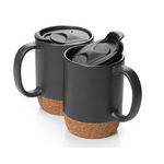 Juego de 2 tazas de café de cerámica grandes con corcho Dowan de 15 oz