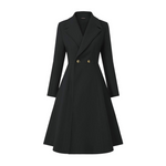 Women's Pea Coats Wrap Swing Winter Long Overcoat Jacket (Black)