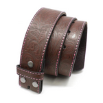 BC Belts Leather Belt w/Colored Stitching and Embossed Western Scrollwork