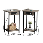 Set of 2 Side Tables with USB Ports and Outlets