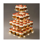 Kimdee 4 Tier Acrylic Cupcake Tower Stand for 50 Cupcakes with LED String