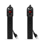 Pack of 2 KMC 6-Outlet Surge Protector Power Strips