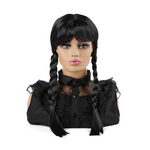 Long Black Braided Wig With Bangs For Kids