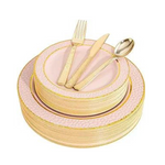 Pink And Gold Croc Tableware, 30 Settings